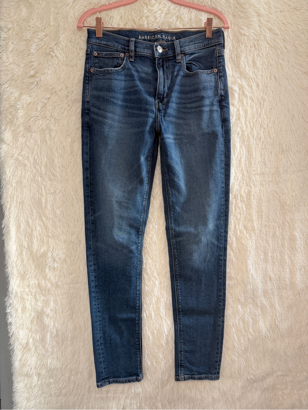 American Eagle Womens 90s Skinny Jeans Size 6 Medium Blue Wash Faded Normcore